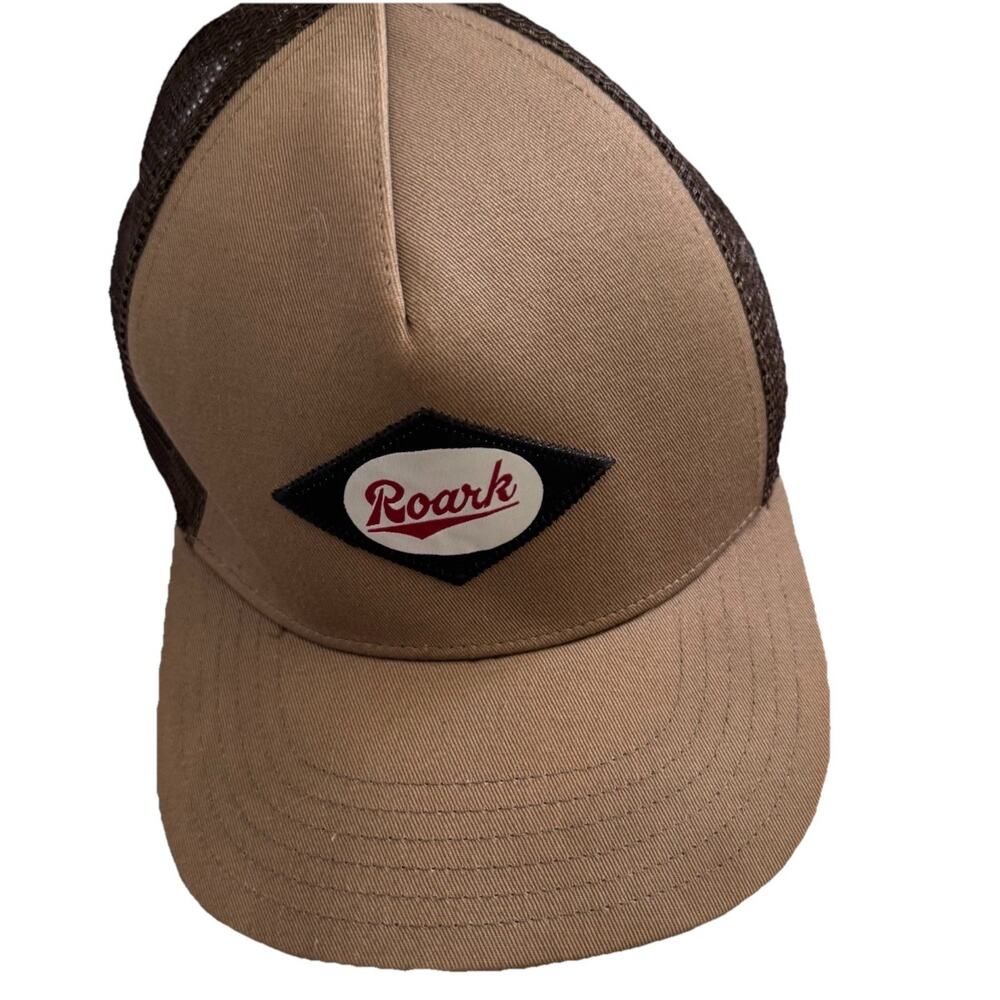Roark Mens Beige Logo Mesh Trucker Hat One Size Outdoors